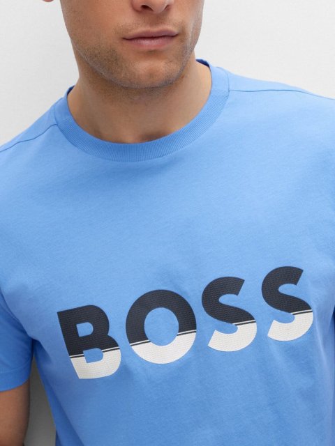Голубая футболка BOSS: фото 4 - Invogue
