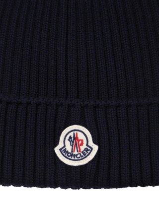Темно-синя шапка Moncler з вовни: фото 2 - Invogue