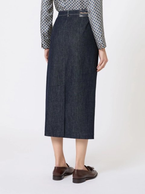 Темно-синяя юбка MAX MARA из смеси хлопка: фото 3 - Invogue