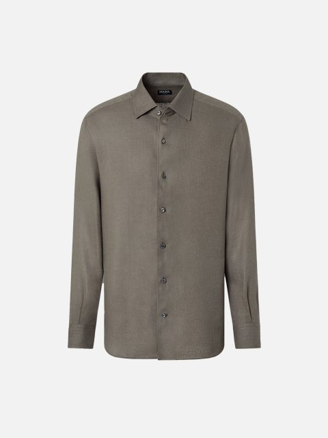 Темно-бежева сорочка Zegna з льону: фото - Invogue