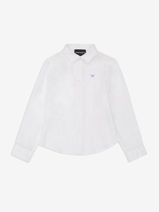 Льняная рубашка Emporio Armani Kids белая: фото - Invogue