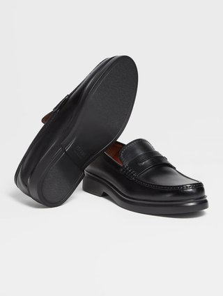 Чорні лофери Zegna X-Lite з полірованої вручну шкіри: фото 2 - Invogue
