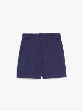 Темно-синие бермуды Weekend Max Mara из хлопка и льна: фото - Invogue