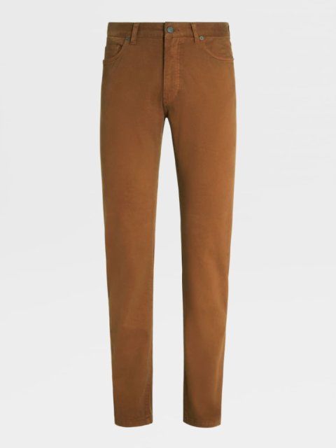 Карамельні джинси Zegna крою slim з додаванням еластану: фото - Invogue