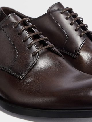 Темно-коричневі дербі  Zegna Siena Flex з полірованої вручну шкіри: фото 3 - Invogue
