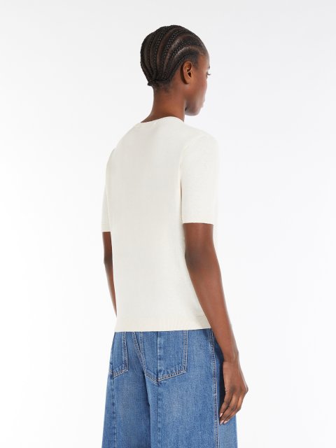 Кремовая футболка WEEKEND MAX MARA из шелка и хлопка: фото 3 - Invogue