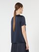 Темно-синя футболка MAX MARA з віскозного атласу: фото 3 - Invogue