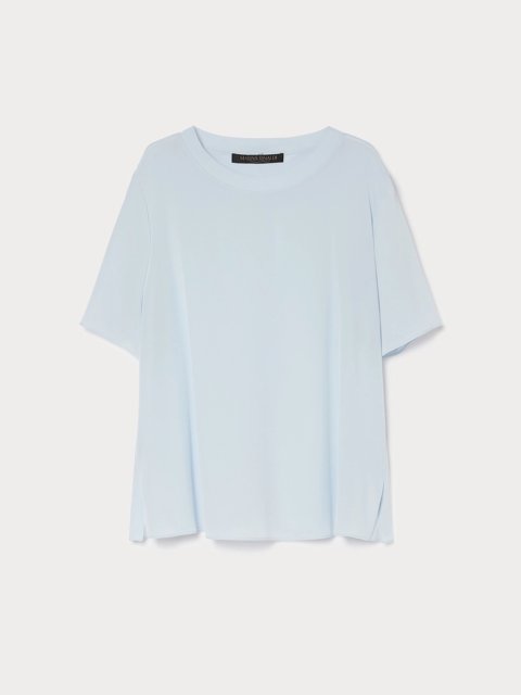 Голубая блуза MARINA RINALDI из шелкового крепдешина: фото - Invogue