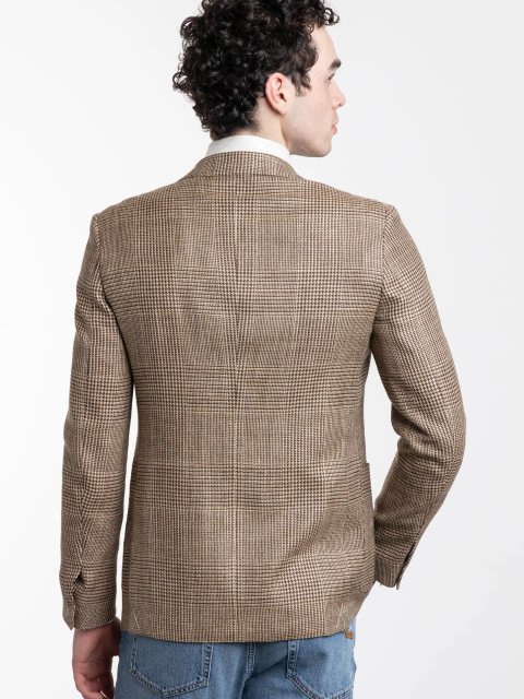 Бежевий жакет Zegna з шовку у клітинку: фото 2 - Invogue