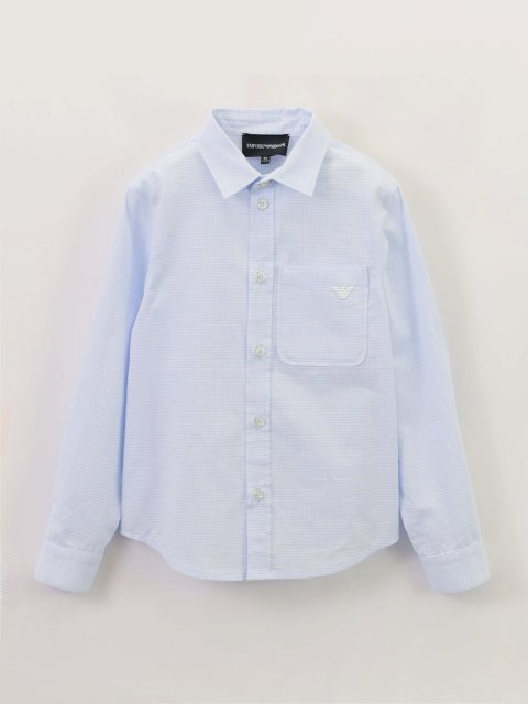 Блакитна сорочка EMPORIO ARMANI KIDS з бавовни: фото - Invogue