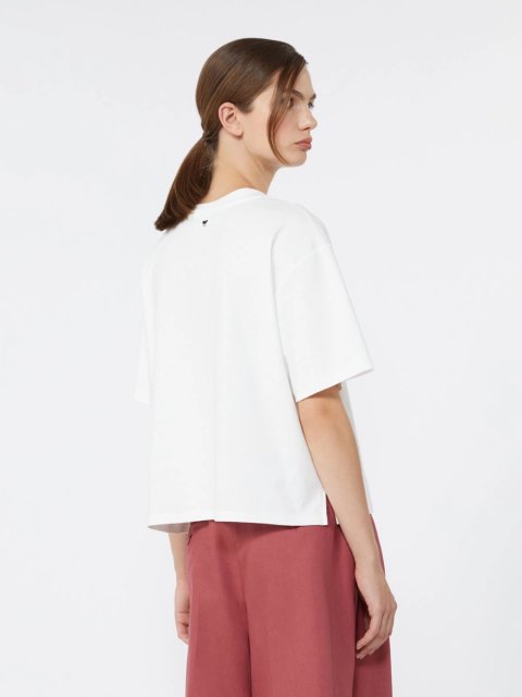 Белая футболка Weekend Max Mara из хлопкового трикотажа: фото 3 - Invogue
