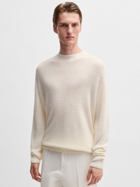 Белый свитер BOSS из льна и кашемира: фото 2 - Invogue