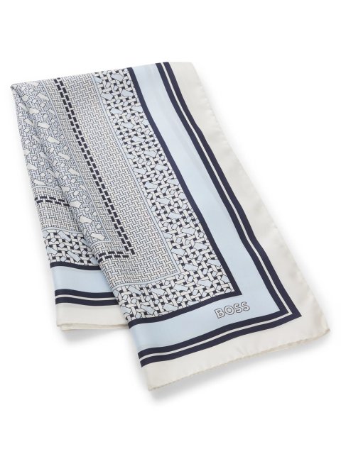 Синий шарф BOSS из шелковой саржи: фото 3 - Invogue