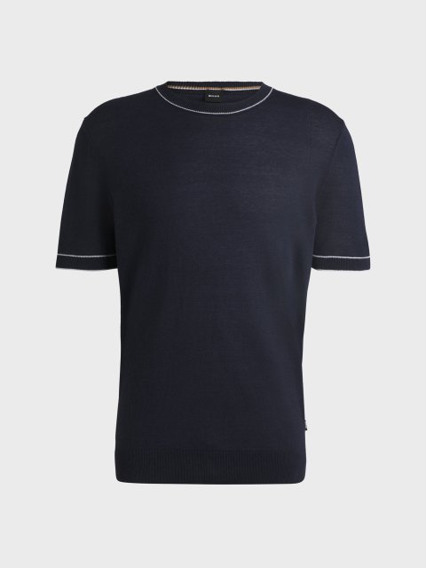 Темно-синій светр Boss з короткими рукавами: фото - Invogue