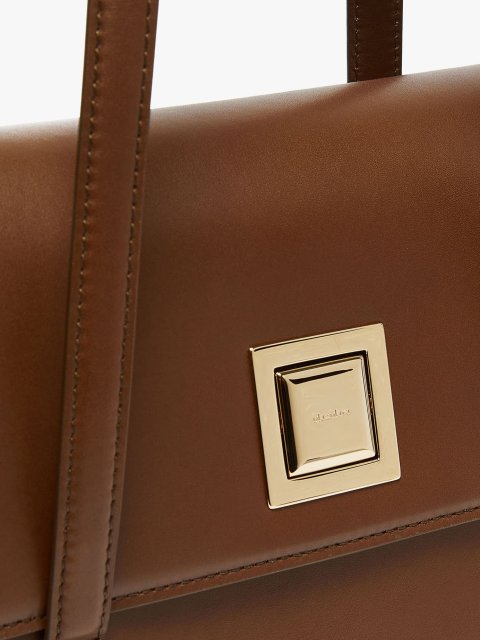 Коричневая сумка MAX MARA квадратной формы из кожи: фото 3 - Invogue