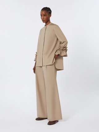 Темно-бежеві брюки MAX MARA з бавовняного попліну: фото 1 - Invogue