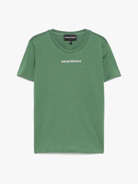 Зелена футболка EMPORIO ARMANI KIDS з логотипом: фото - Invogue