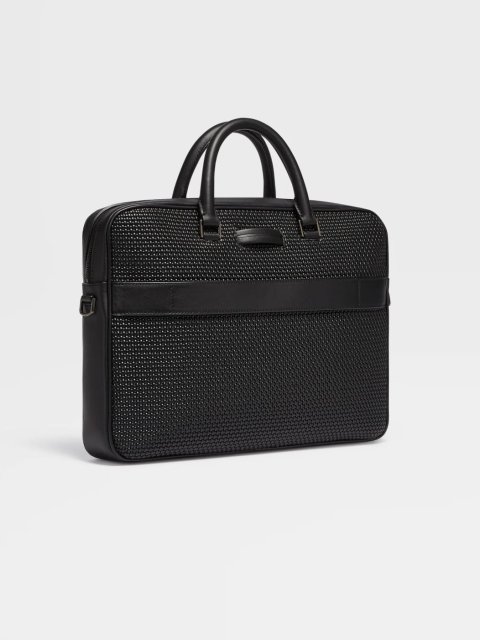 Чорна ділова сумка Zegna Edgy зі  шкіри наппа: фото 2 - Invogue