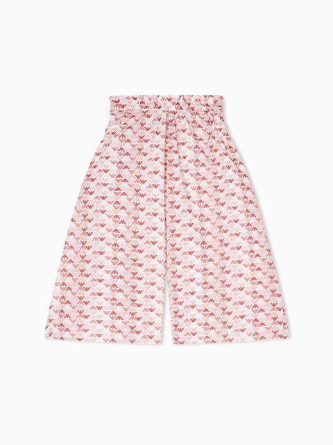 Брюки з бавовняного попліну з принтом Emporio Armani Kids: фото 2 - Invogue
