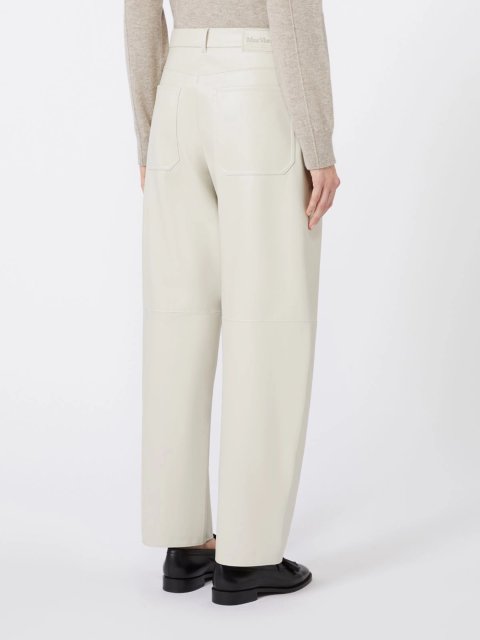 Бежеві брюки MAX MARA з екошкіри: фото 3 - Invogue