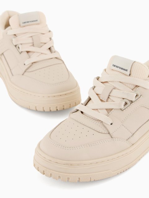 Кремовые кеды EMPORIO ARMANI KIDS из кожи: фото 4 - Invogue