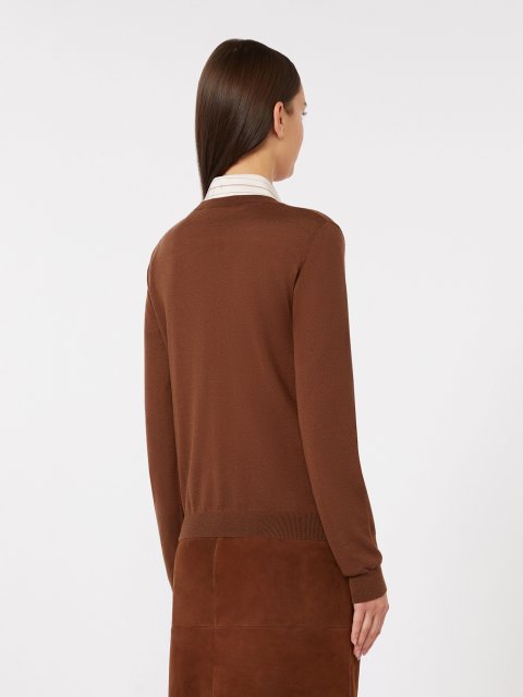 Шоколадний светр MAX MARA з вовни та шовку: фото 3 - Invogue