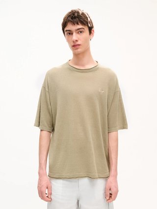 Футболка цвета хаки Kenzo из льна и хлопка: фото 2 - Invogue