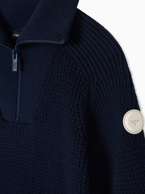 Темно-синій светр EMPORIO ARMANI KIDS з бавовни: фото 3 - Invogue