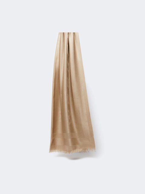 Бежевый шарф с жаккардовым узором Weekend Max Mara из шерсти: фото - Invogue