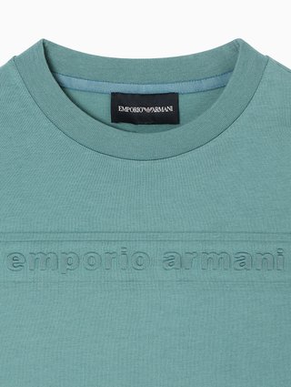 Ізумрудна футболка EMPORIO ARMANI KIDS з бавовни: фото 1 - Invogue