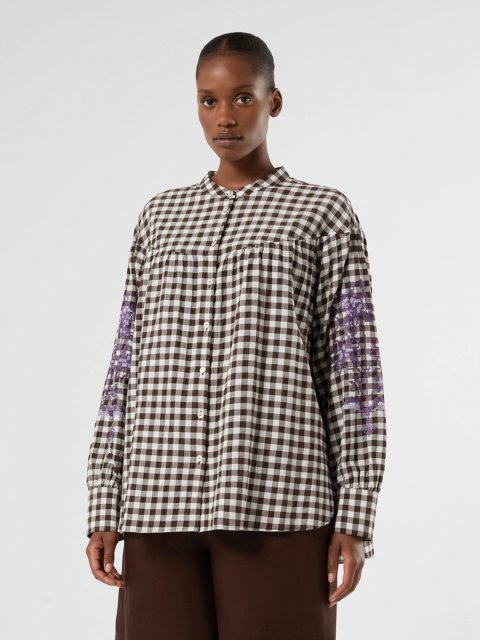 Блуза с клетчатым узором Marina Rinaldi из смеси хлопка: фото 2 - Invogue