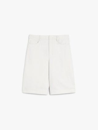 Кремовые бермуды Max Mara из хлопка и льна: фото - Invogue
