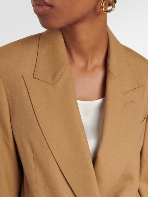 Темно-бежевий двубортний жакет Max Mara з суміші вовни, мохеру та шовку: фото 3 - Invogue
