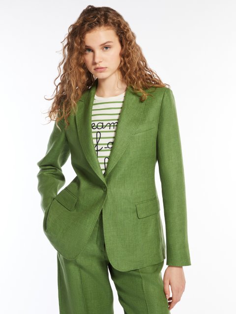Зелений жакет Weekend Max Mara з льону: фото 2 - Invogue