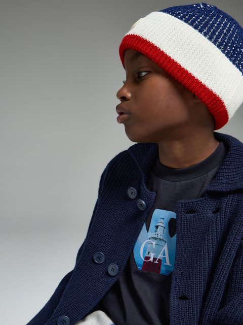 Темно-синя кофта EMPORIO ARMANI KIDS з бавовни: фото 1 - Invogue