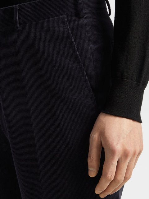 Темно-синие брюки ZEGNA кроя slim: фото 4 - Invogue
