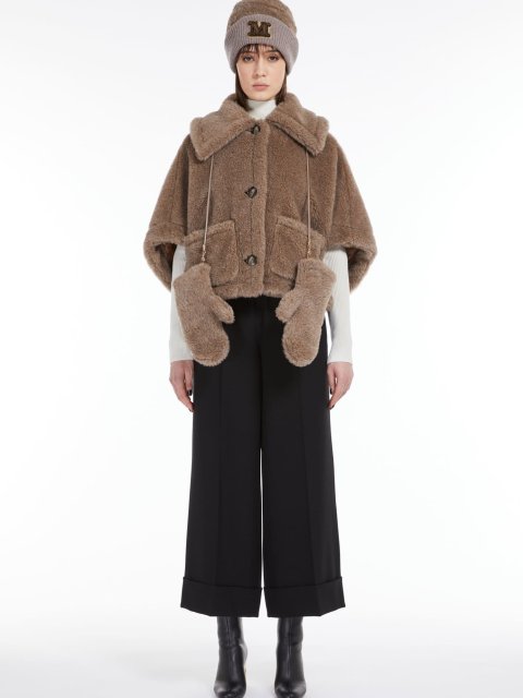 Сіре пончо MAX MARA з альпаки, кашеміру та шовку: фото 4 - Invogue