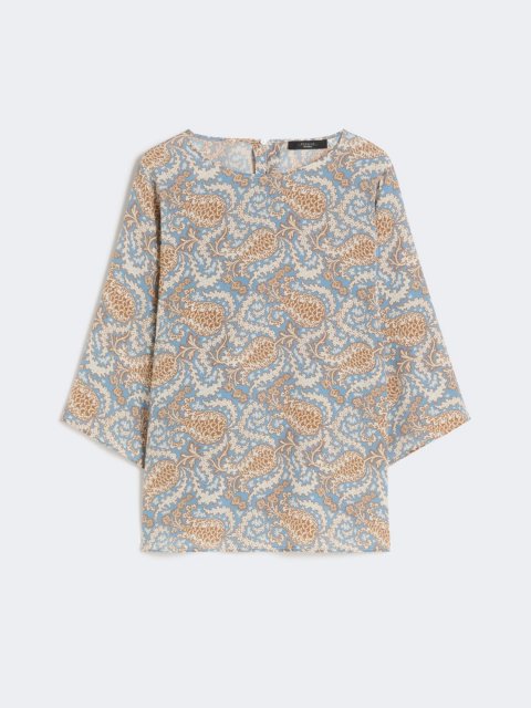 Блакитна блуза WEEKEND MAX MARA з шовкового крепдешину: фото - Invogue