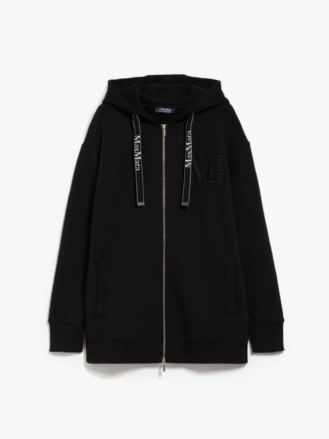 Черная длинная толстовка Max Mara с капюшоном на шнурке: фото - Invogue