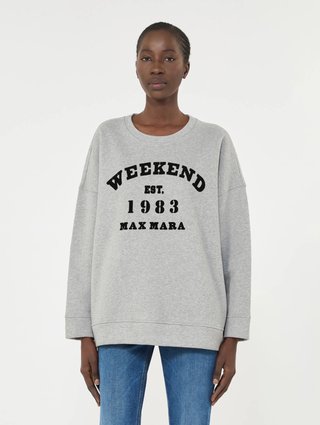 Светло-серый свитшот WEEKEND MAX MARA из хлопкового трикотажа: фото 2 - Invogue