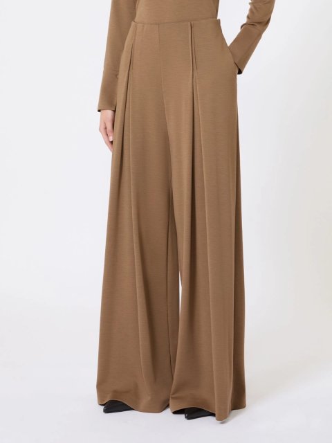 Коричневые брюки MAX MARA из шерстяного трикотажа: фото 2 - Invogue