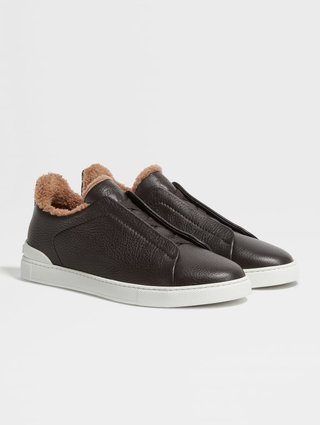 Коричневі снікерси ZEGNA Triple Stitch™ зі шкіри: фото 1 - Invogue