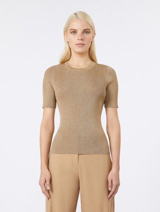 Золотистый свитер MAX MARA с люрексом: фото 2 - Invogue