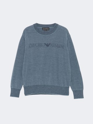 Сине-голубой свитер Emporio Armani из шерсти и полиамида: фото - Invogue