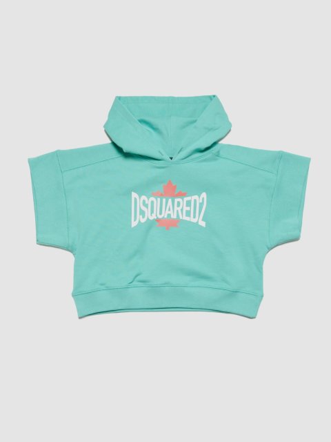 Блакитна футболка DSQUARED KID з капюшоном: фото - Invogue