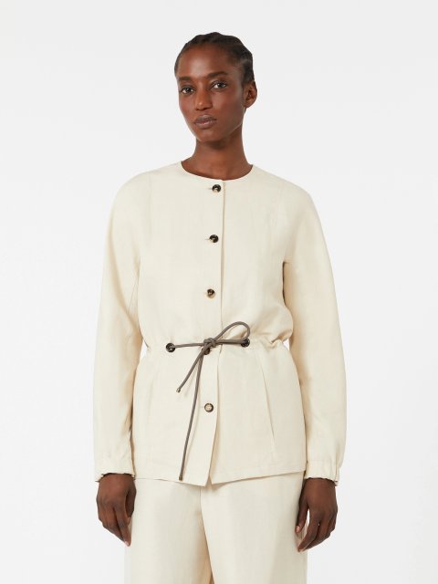 Бежевий жакет Max Mara з льону та шовку: фото 2 - Invogue