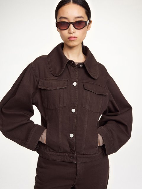 Шоколадна куртка  BY MALENE BIRGER з бавовняного деніму: фото 2 - Invogue