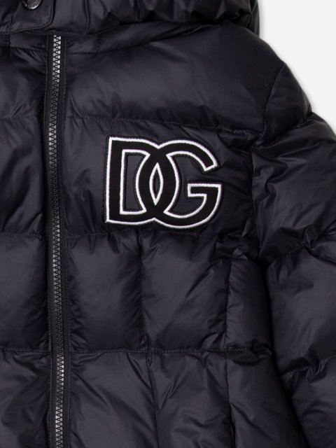 Чорна куртка DOLCE&GABBANA з логотипом та знімним капюшоном: фото 2 - Invogue