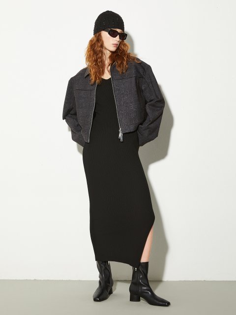 Чорна сукня Max&Co в рубчик: фото 1 - Invogue