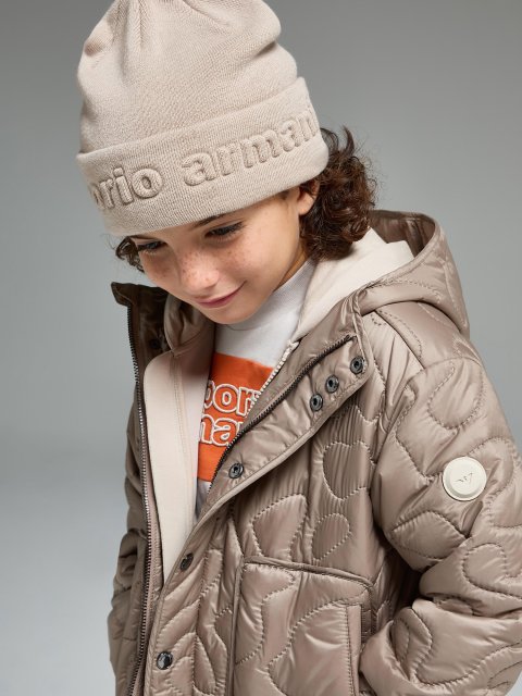 Перламутрова шапка EMPORIO ARMANI KIDS з вовни та акрилу: фото 1 - Invogue